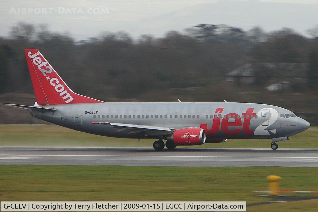 G-CELV, 1986 Boeing 737-377 C/N 23661, Jet 2 B737 departing Manchester UK