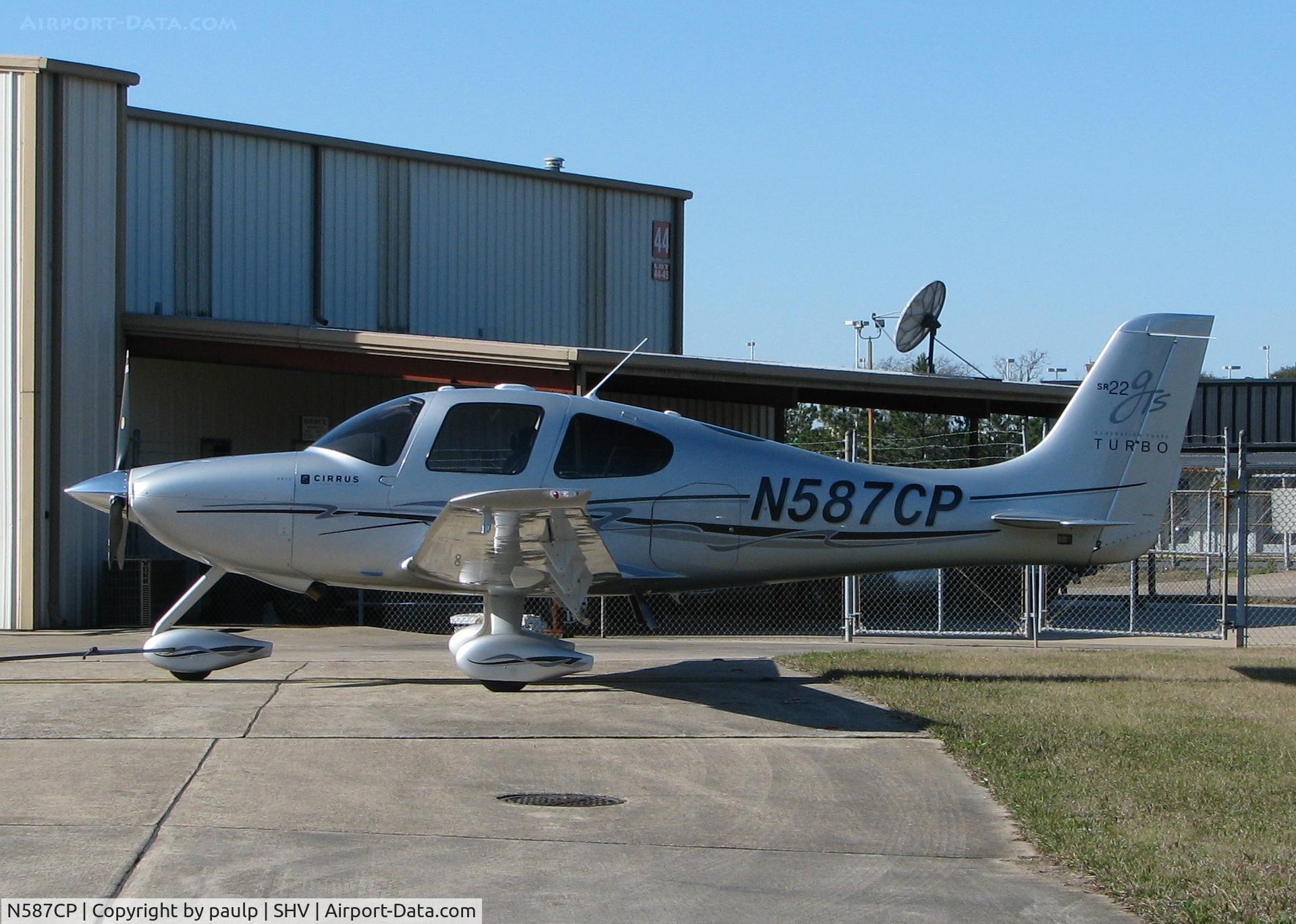 N587CP, Cirrus SR22 C/N 3354, Parked at the Shreveport Regional airport.
