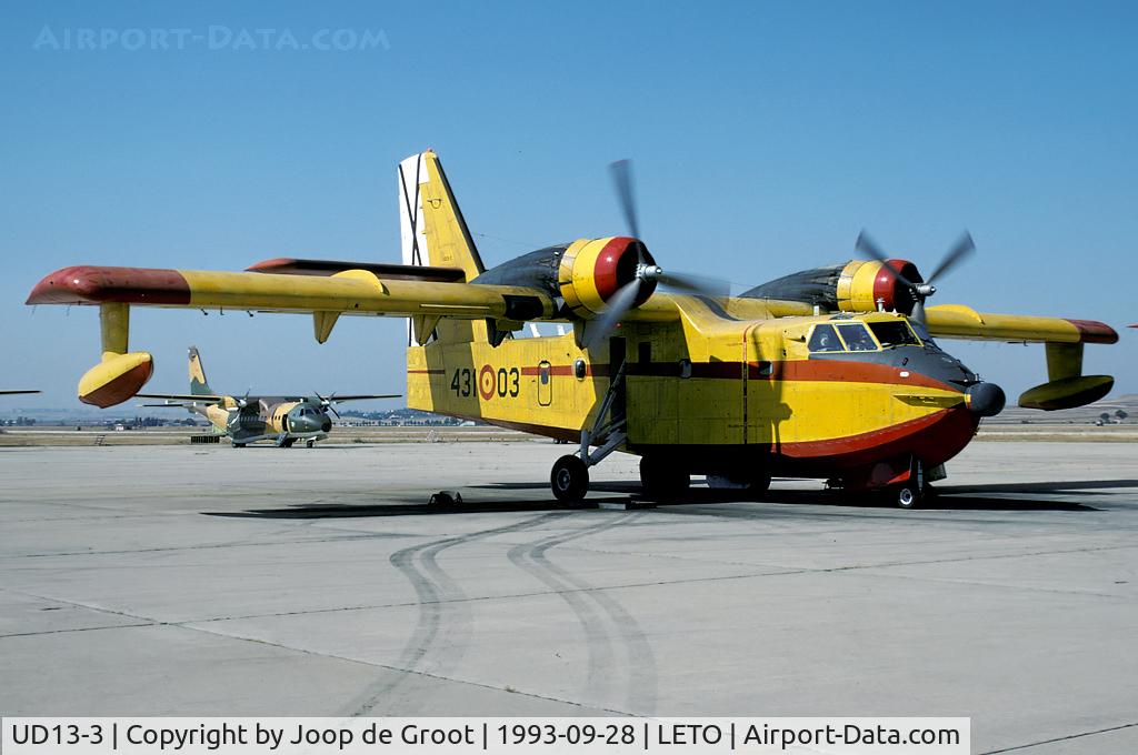 UD13-3, Canadair CL-215-II (CL-215-1A10) C/N 1031, The Spanish CL-215 were converted to CL-215T of sold on the civil market. UD.13-3 was sold as EC-GBP in 1996.