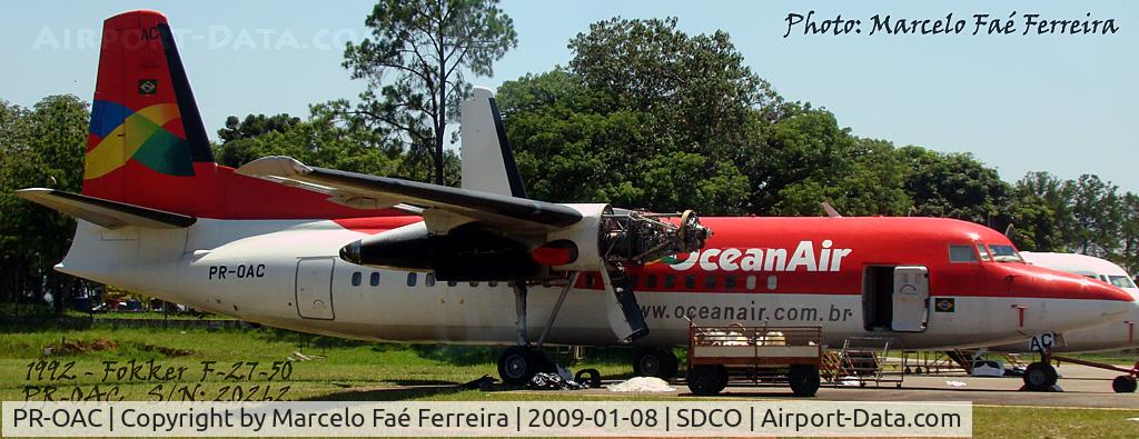 PR-OAC, 1992 Fokker 50 C/N 20262, 1992 Ex- D-AFFD Lufthansa Cityline, 1996 Ex- EC-287/EC-GHC Air Nostrum, 2003 PR-OAC OceanAir
