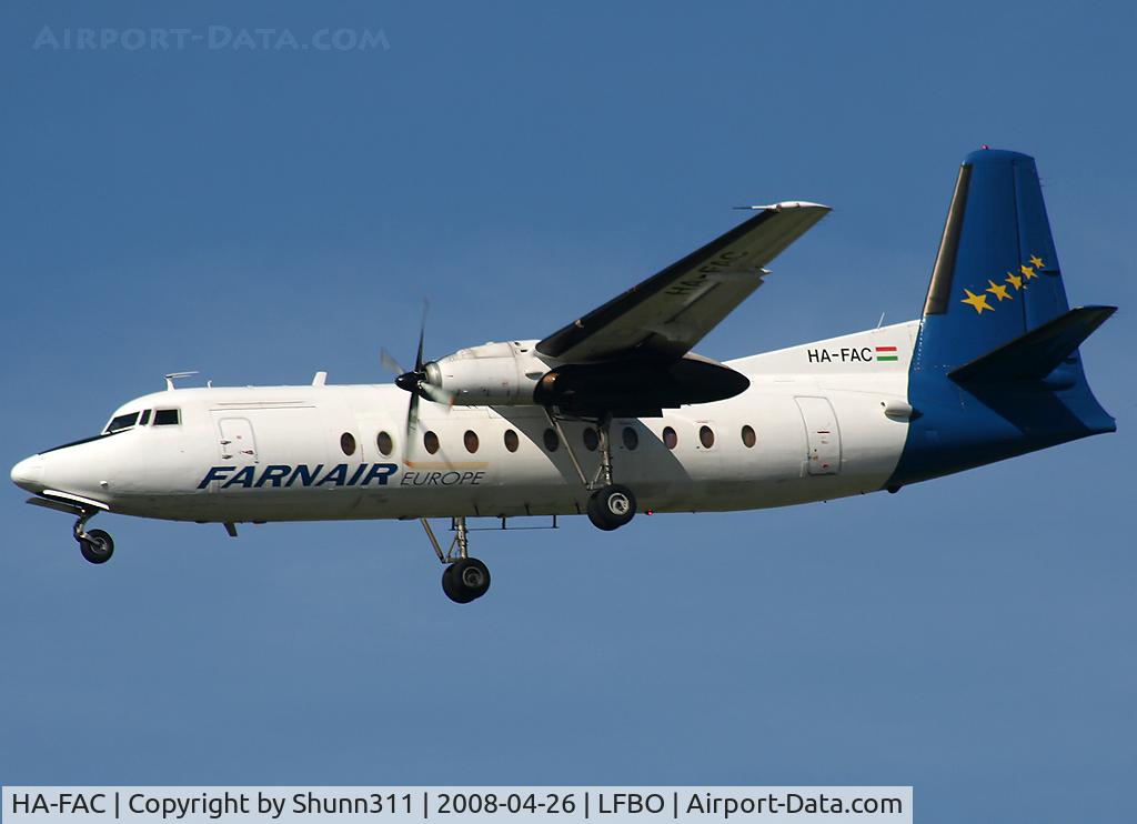HA-FAC, 1967 Fokker F-27-500 Friendship C/N 10341, Landing rwy 14L