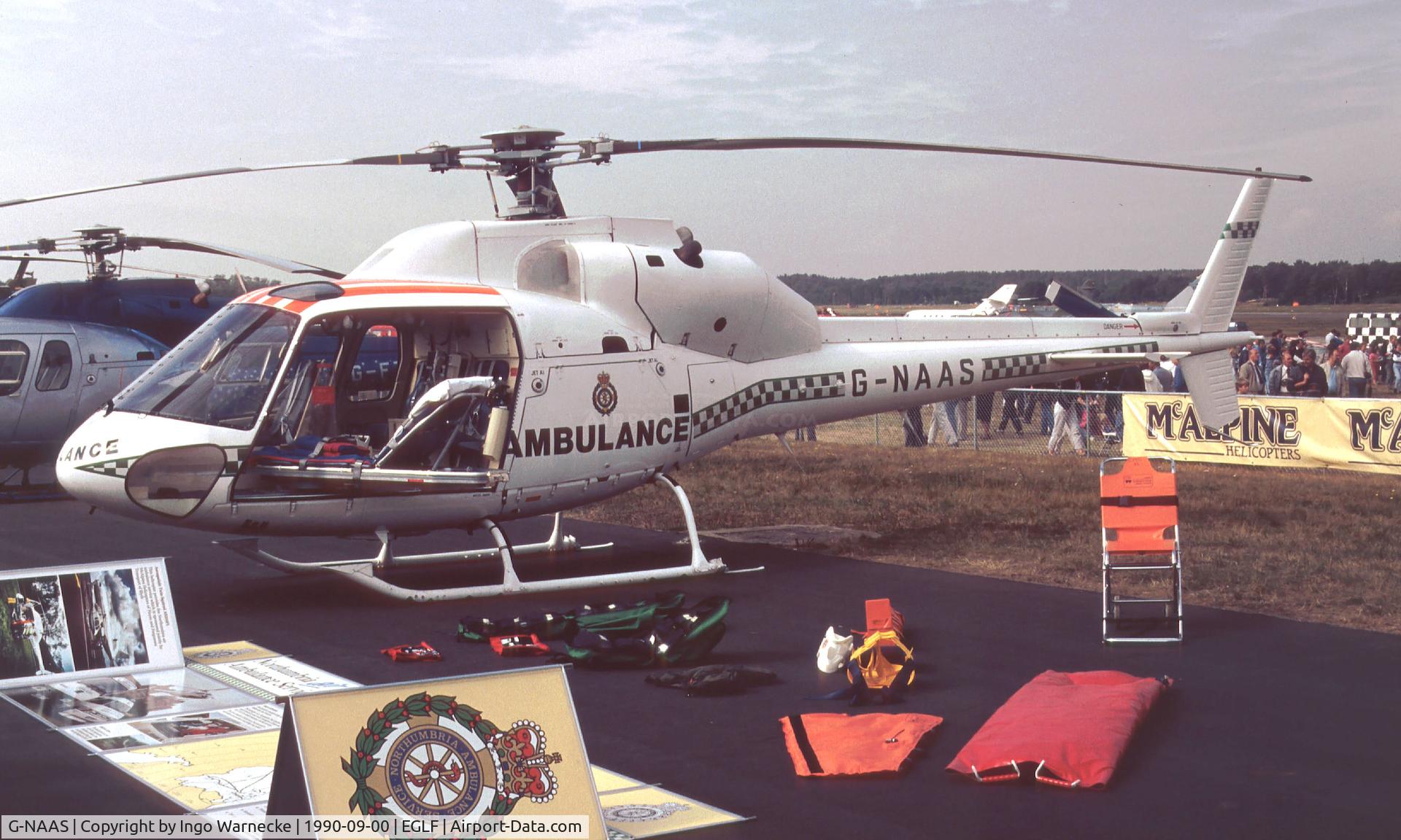 G-NAAS, 1982 Aerospatiale AS-355F-1 Twin Squirrel C/N 5203, Aerospatiale AS.355F1 at Farnborough International 1990