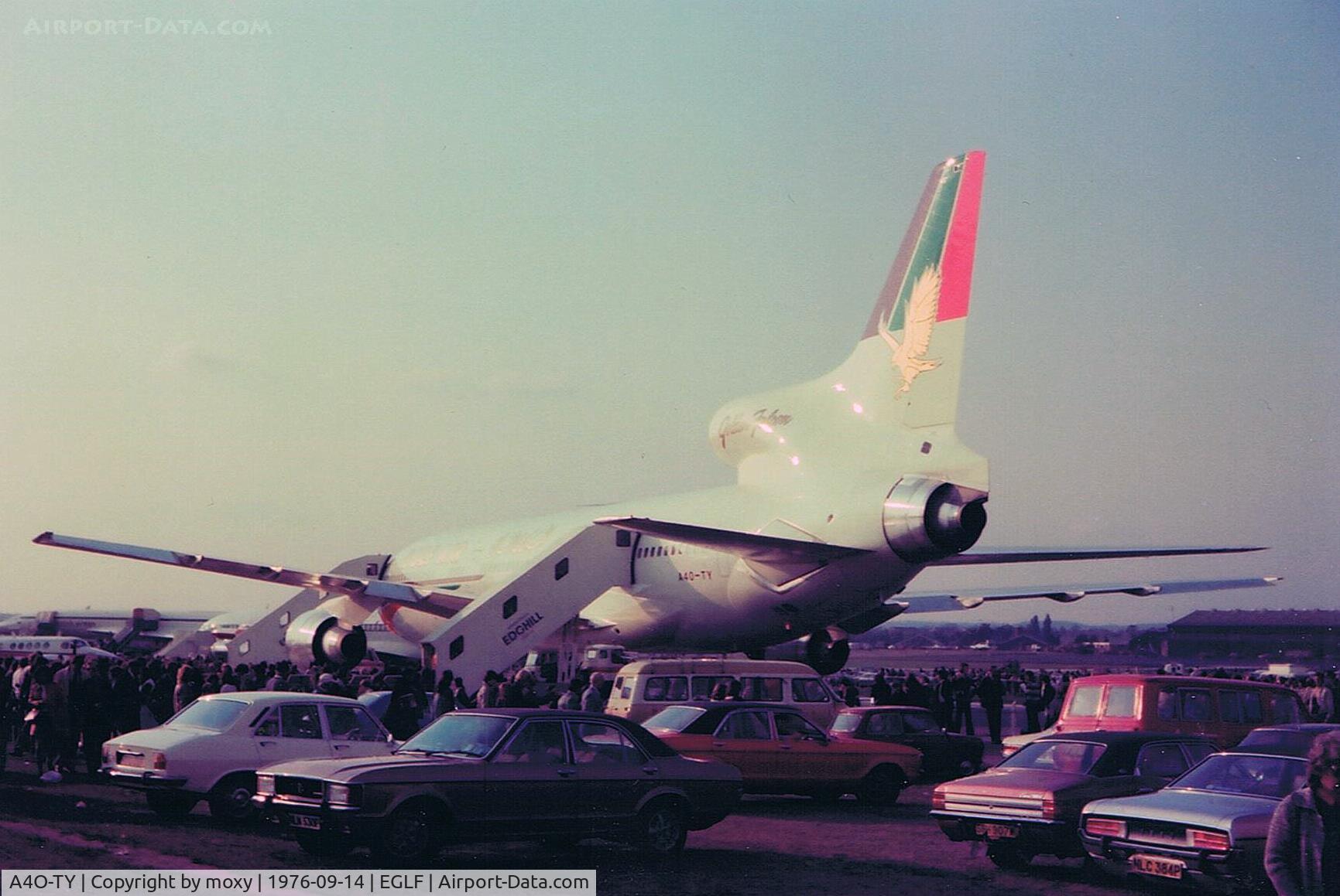 A4O-TY, 1976 Lockheed L-1011-385-1-15 TriStar 200 C/N 193U-1138, LOCKHEED L1011 GULFAIR (Looks like the Sweeney parked up behind it)