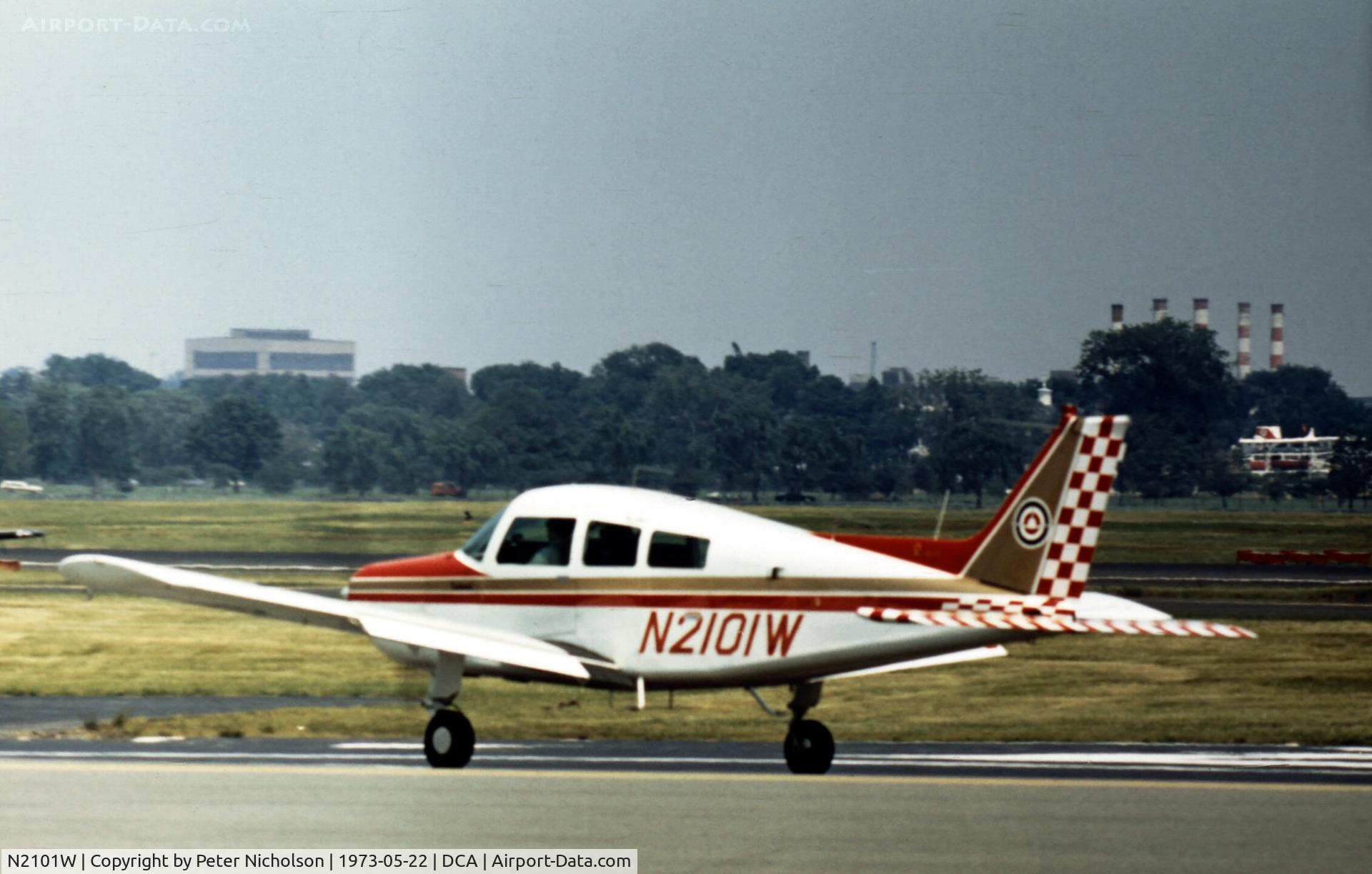 N2101W, 1973 Beech C23 Sundowner 180 C/N M-1471, Seen in the summer of 1973 - not long after regn - at Washington National, as the airport was known at that time.