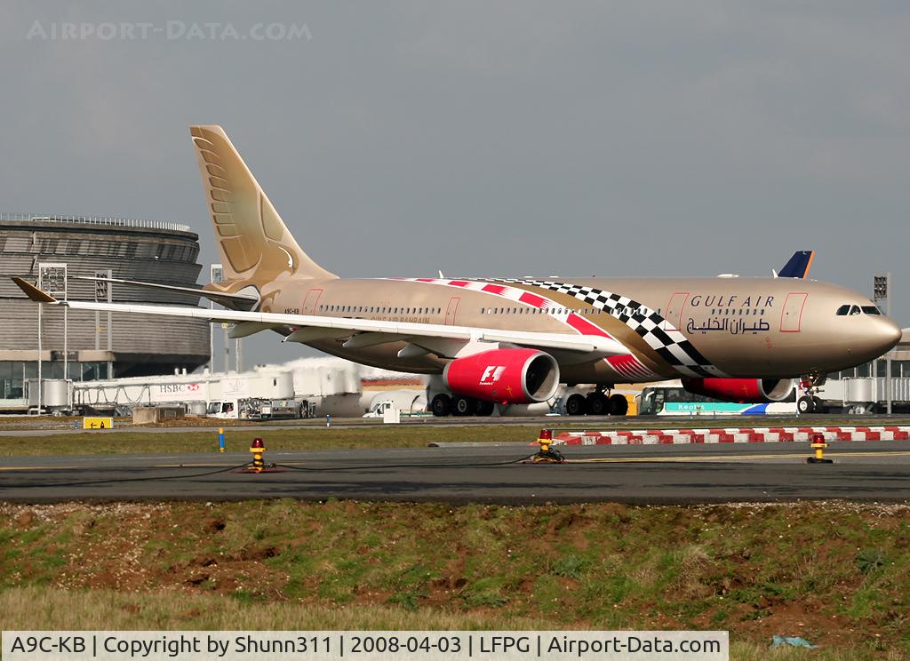 A9C-KB, 1999 Airbus A330-243 C/N 281, Rolling for departure in full special F1 c/s...