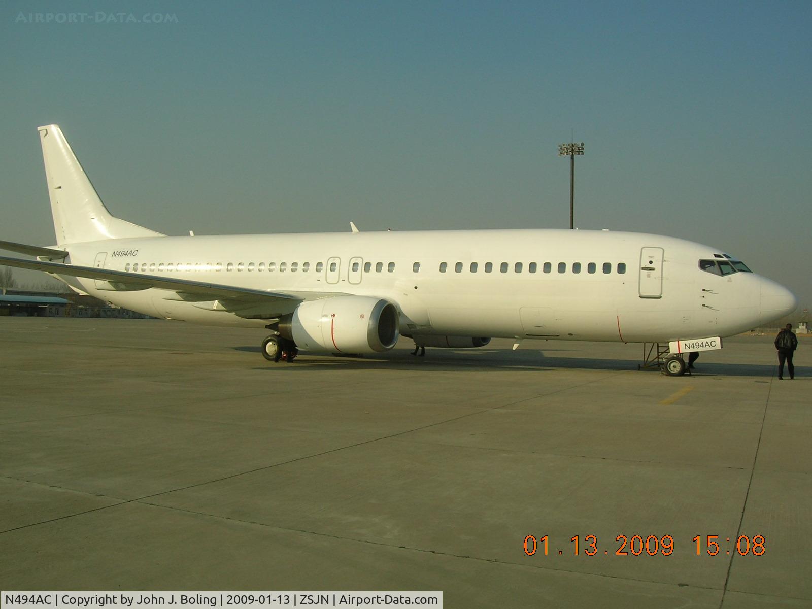 N494AC, 1989 Boeing 737-4YO C/N 24494, B-737-4YO; MSN 24494; Preflight prior to ferry from Jinan to Manila by Burns and Boling