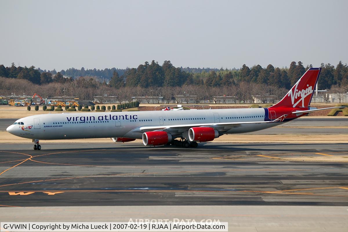 G-VWIN, 2006 Airbus A340-642 C/N 736, Arriving in Tokyo
