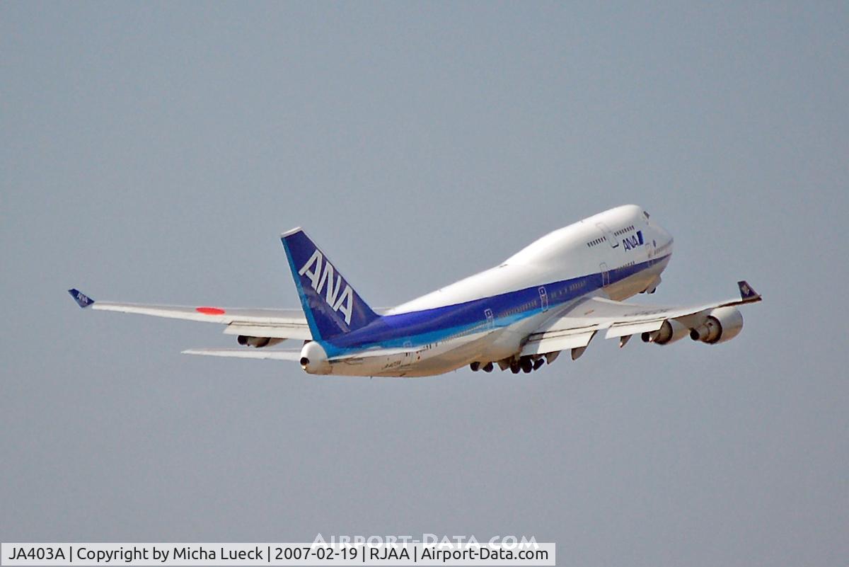 JA403A, 1999 Boeing 747-481 C/N 29262, Climbing out of Narita
