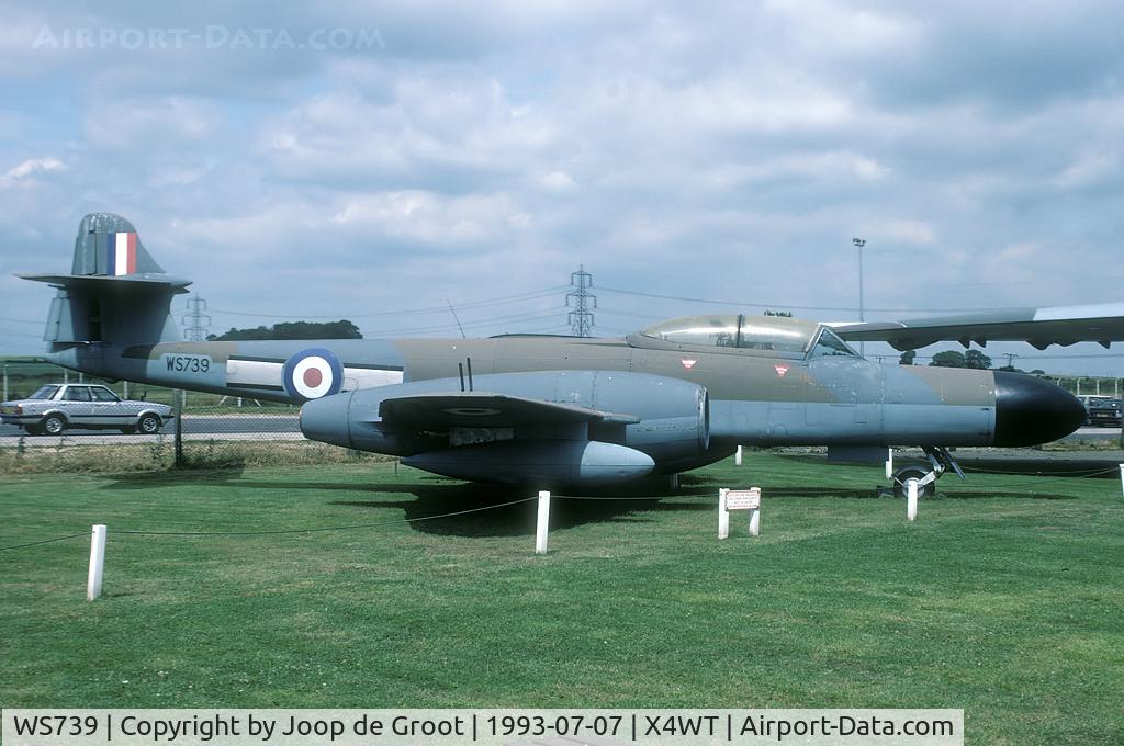 WS739, Gloster Meteor NF(T).14 C/N Not found WS739, This Meteor night fighter is in the colours of 25 Squadron.
