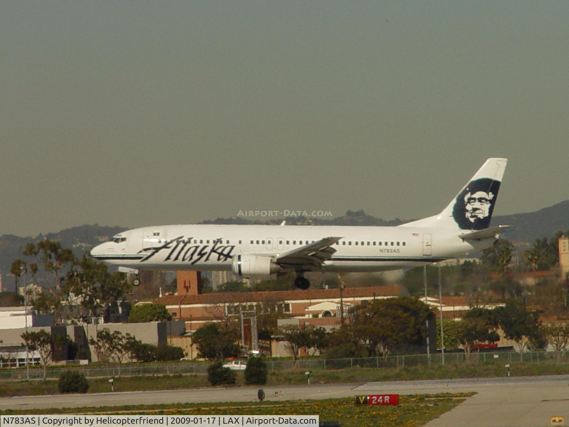 N783AS, 1994 Boeing 737-4Q8 C/N 25114, Alaska landing on 24R at LAX