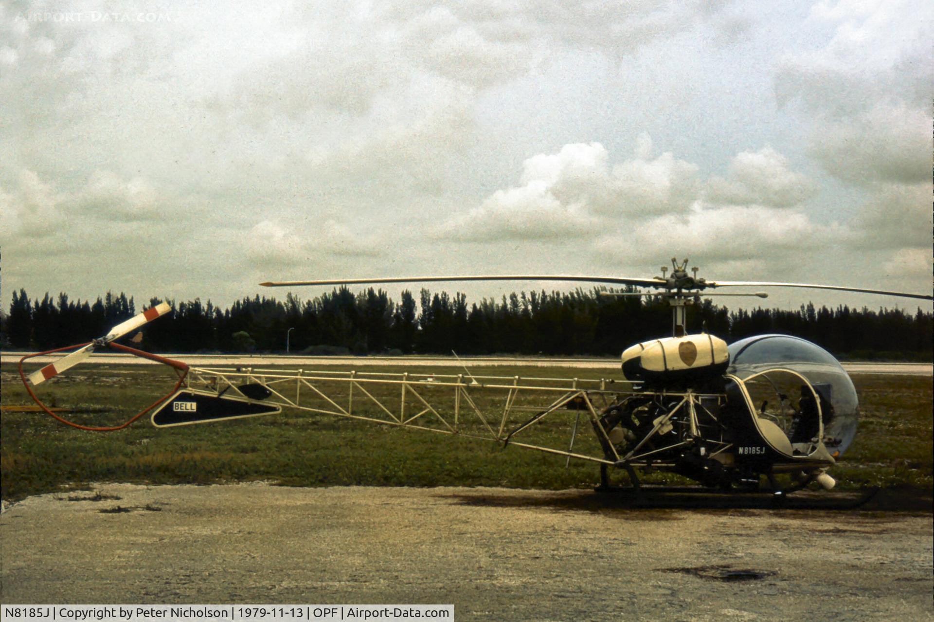 N8185J, 1972 Bell 47G-3B-2 C/N 6827, Working in Dade County when seen at Opa-Locka in 1979.