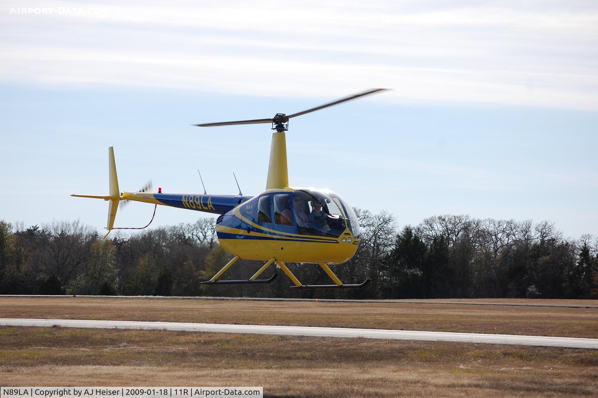 N89LA, 2005 Robinson R44 II C/N 10984, N89LA landing at 11R (Brenham Municipal, TX)