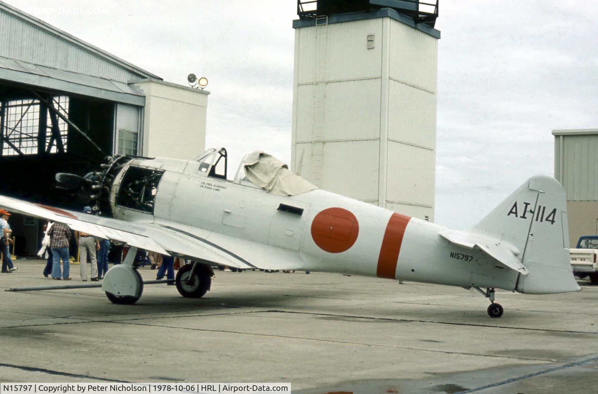 N15797, 1945 Canadian Car & Foundry T-6 Harvard Mk.4 C/N CCF4-199, Ex RCAF Harvard 20408 as A6M2 Zero replica of the Confederate Air Force displayed at their 1978 Airshow at Harlingen.