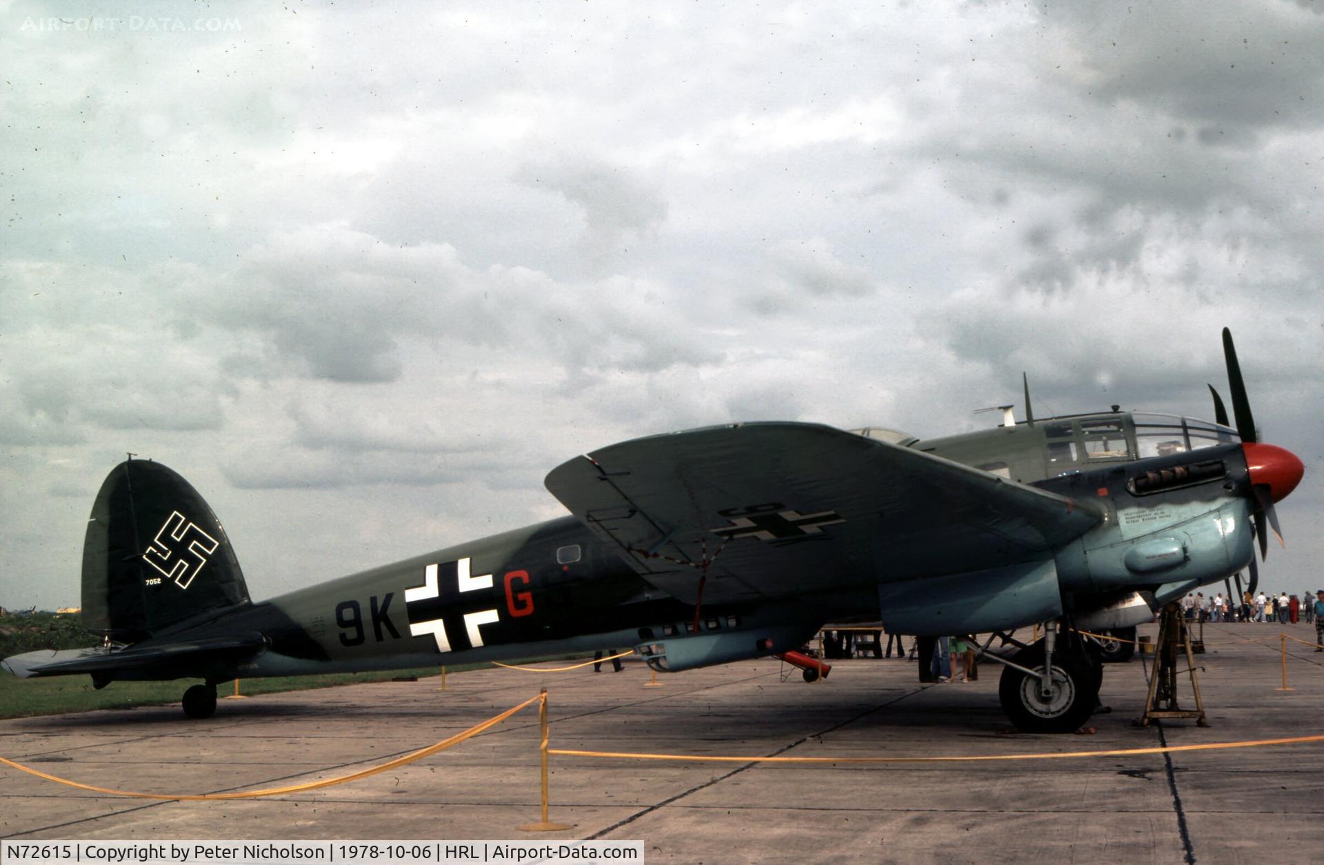 N72615, CASA C-2.111F C/N 118, Ex Spanish AF CASA 2.111 as Heinkel He.111H coded 9K+GS of Confederate Air Force as displayed at their 1978 Airshow at Harlingen. Code and colour scheme is different to that in Zane Adams' earlier photo in 1978.
