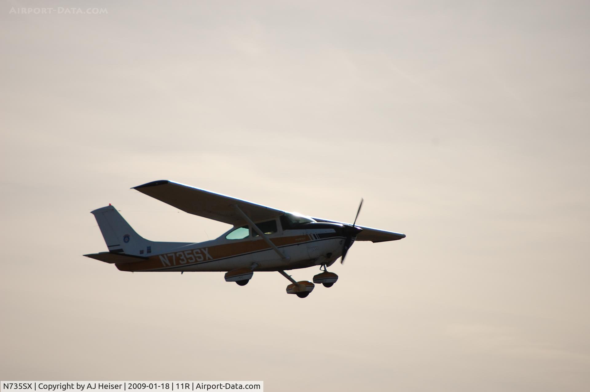 N735SX, 1977 Cessna 182Q Skylane C/N 18265658, N735SX taking off runway 34 at 11R (Brenham Municipal, TX)