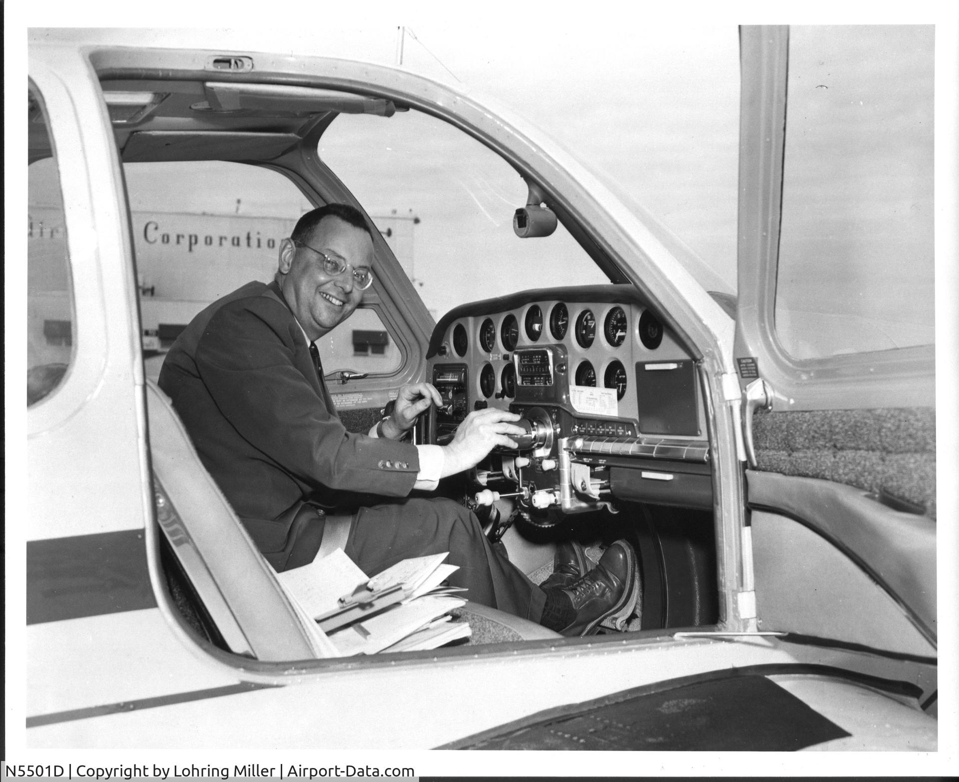 N5501D, 1957 Beech H35 Bonanza C/N D-5008, Franklin Miller at the Beachcraft factory.