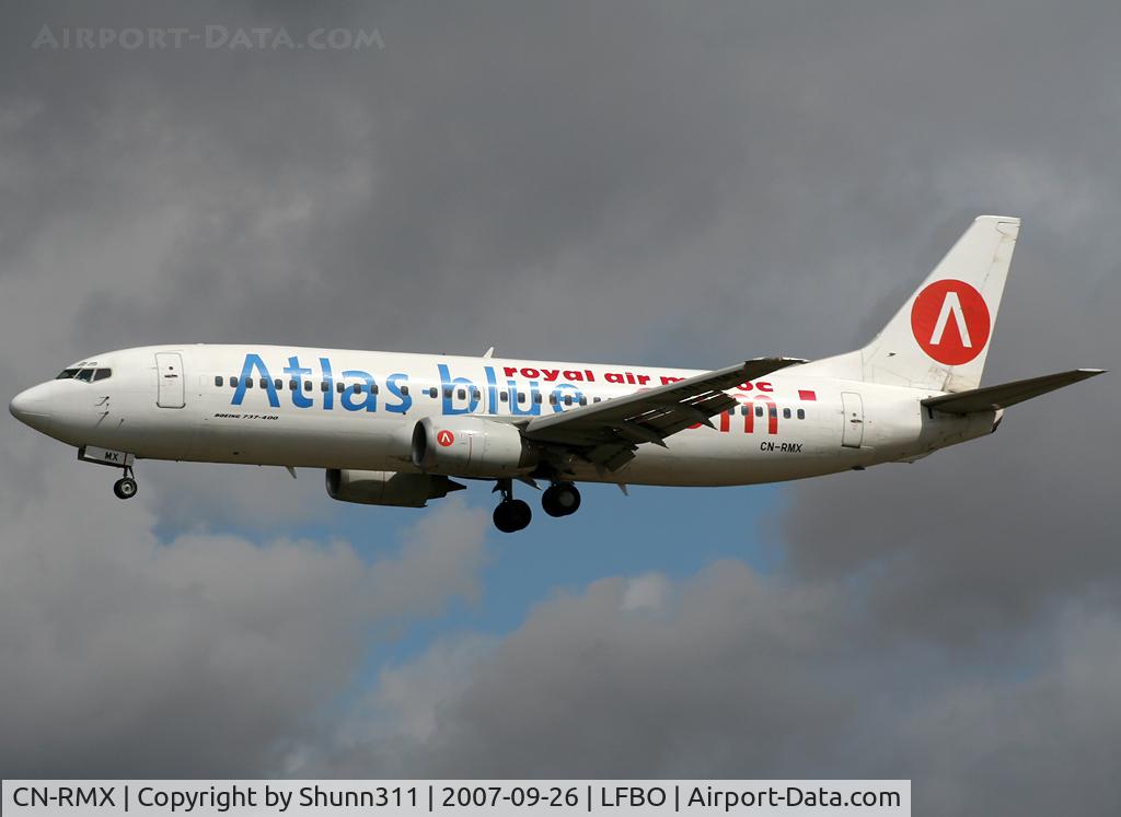 CN-RMX, 1992 Boeing 737-4B6 C/N 26526, Landing rwy 32L with additional 'Royal Air Maroc' titles