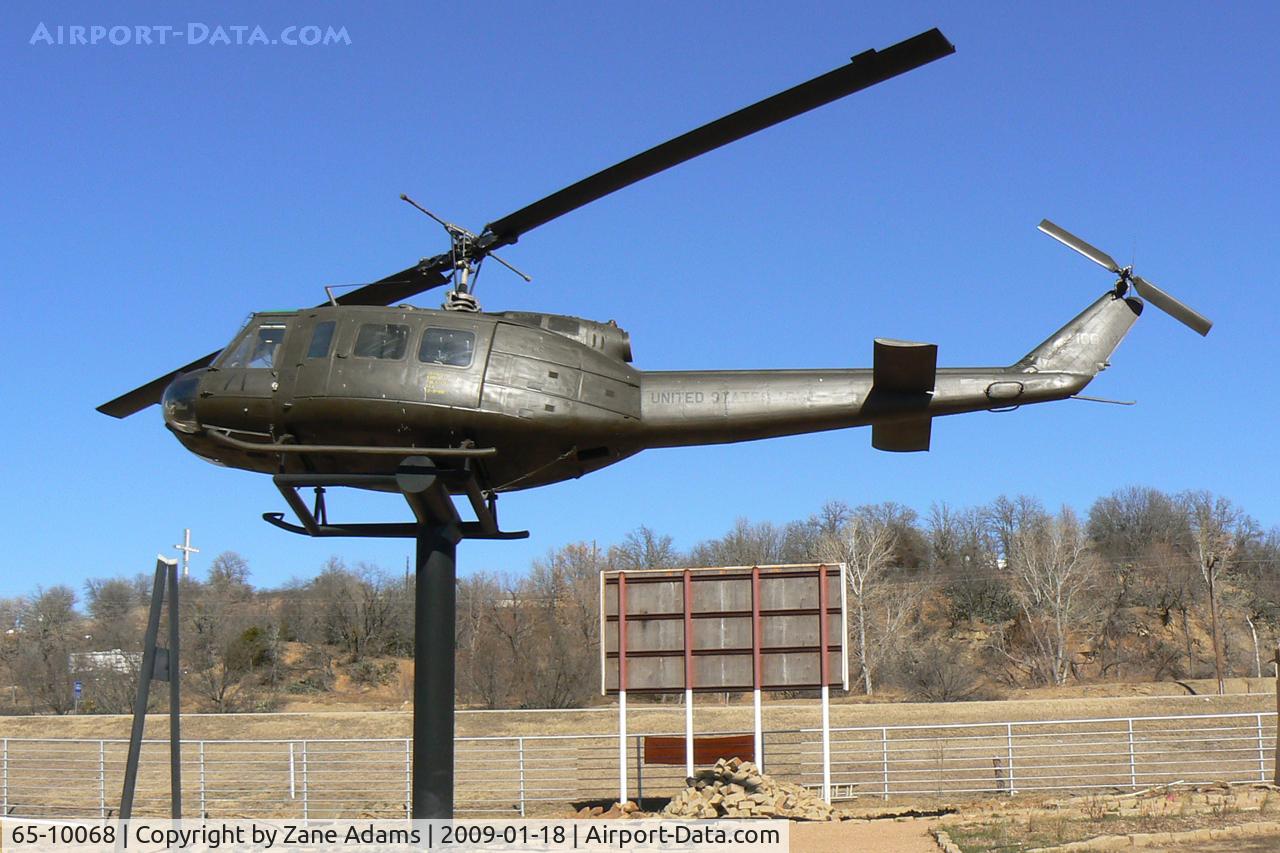 65-10068, Bell UH-1D Iroquois C/N 5112, National Vietnam War Museum Huey - Located at the site of the planned museum building and memoraial garden. 1 mile east of Mineral Wells, TX   A true Combat Veteran http://www.rattler-firebird.org/vietnam/aircraft/aircraft.php?tail_number=65-10068