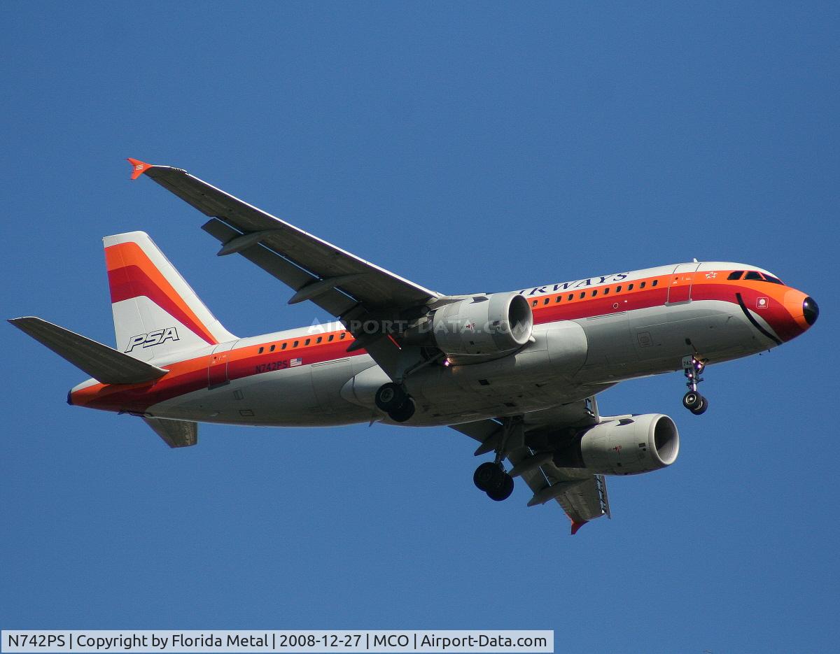 N742PS, 2000 Airbus A319-112 C/N 1275, USAirways PSA tribute A319