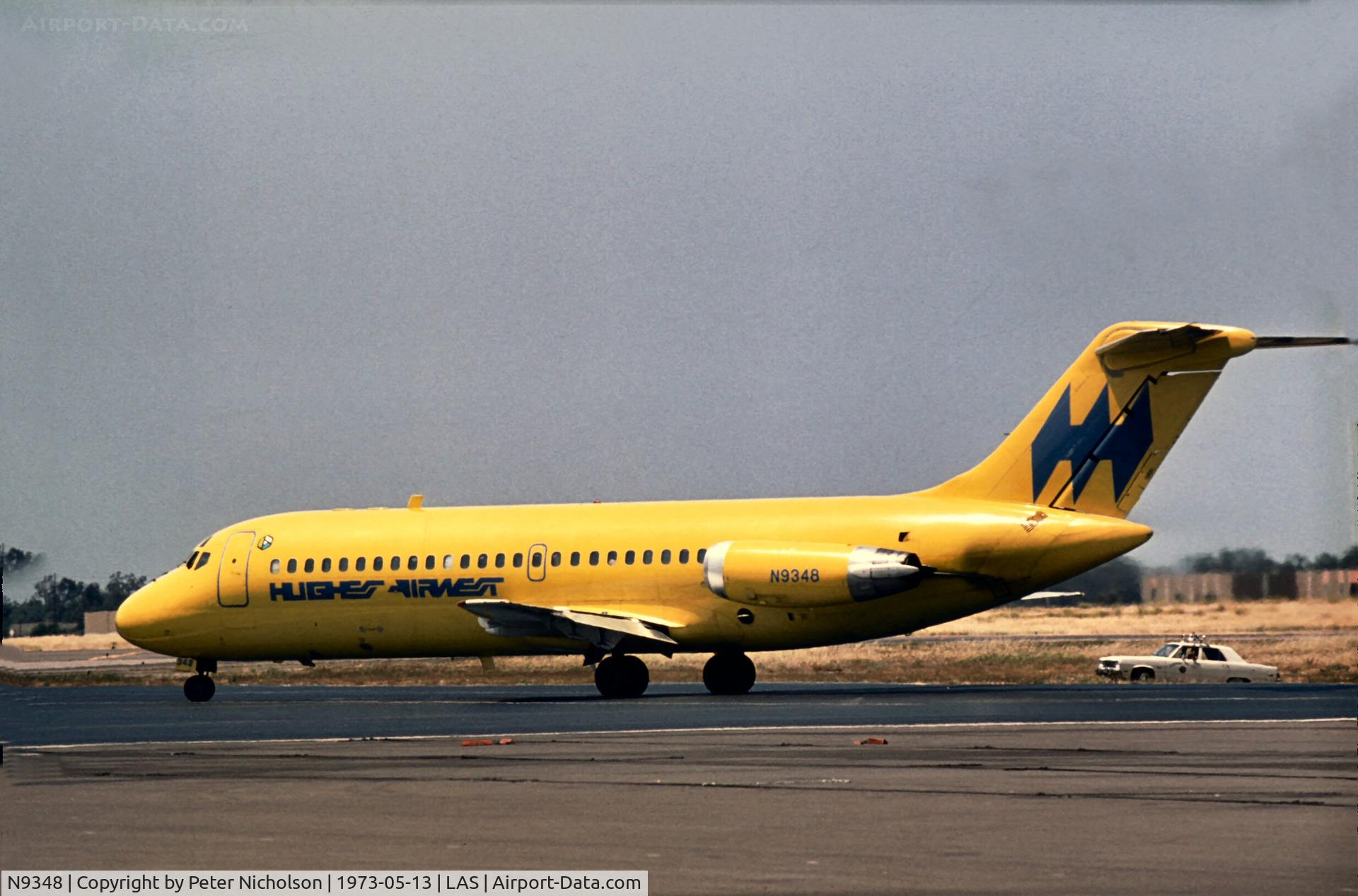 N9348, 1967 Douglas DC-9-15 C/N 45787, In 1973 this DC-9 was in service with Hughes Airwest as seen at Las Vegas.