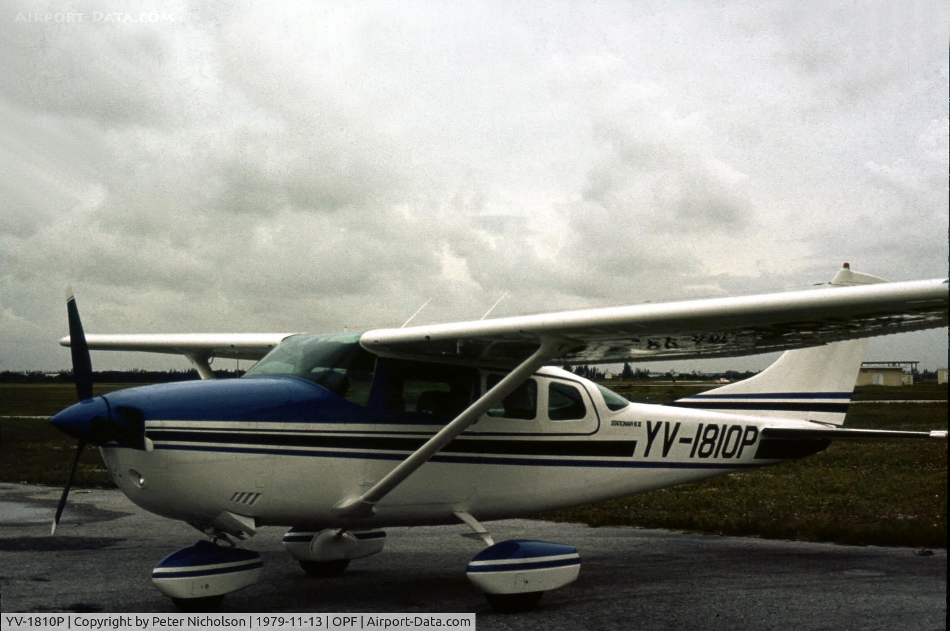 YV-1810P, Cessna U206G Stationair C/N U206-5289, This Stationair was on the ramp at Opa-Locka in 1979.
