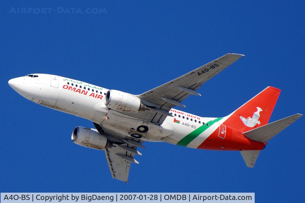 A4O-BS, 2001 Boeing 737-7Q8 C/N 30649, Just after take off from Dubai International Airport.