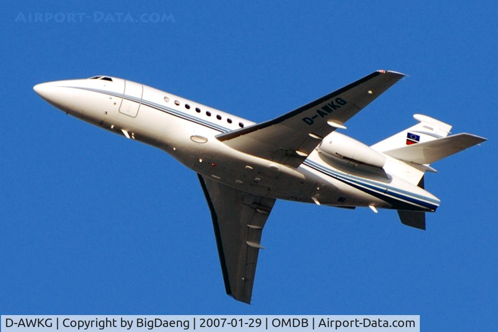 D-AWKG, 1997 Dassault Falcon 900EX C/N 20, In Dubai blue sky.