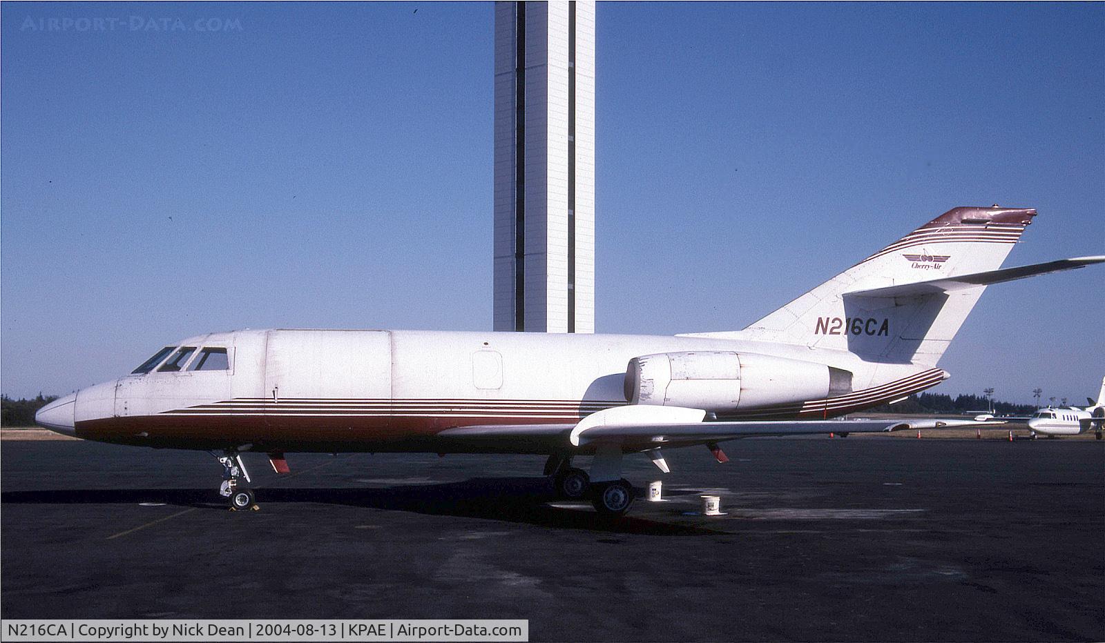 N216CA, 1965 Dassault Falcon 20C C/N 11, KPAE (Previous ID's carried by this airframe as follows F-WMKH, N808F, CF-SRZ, N2200M, N220CM, N30CC, N30CQ, N4351M, N4351N, N409PC, OO-DDD, N983AJ and finally as posted N216CA of Cherry Air this airframe is now WFU)