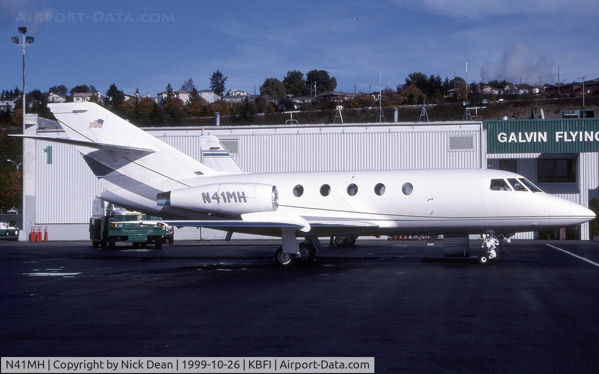 N41MH, 1965 Dassault Falcon (Mystere) 20C C/N 14, KBFI (Previous ID's F-WMKJ, N804F, CF-DML, N22DL, N22HC, N91JF and seen here as N41MH)