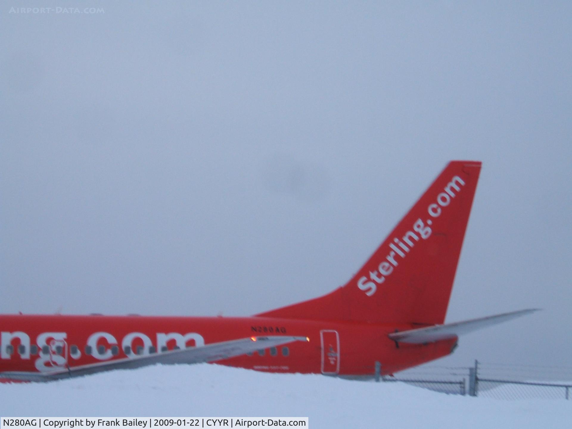 N280AG, 1998 Boeing 737-7L9 C/N 28006, Sterling.Com B-737-700  Was parked at Irving Aviation FBO Goose Airport NL. Jan22/09