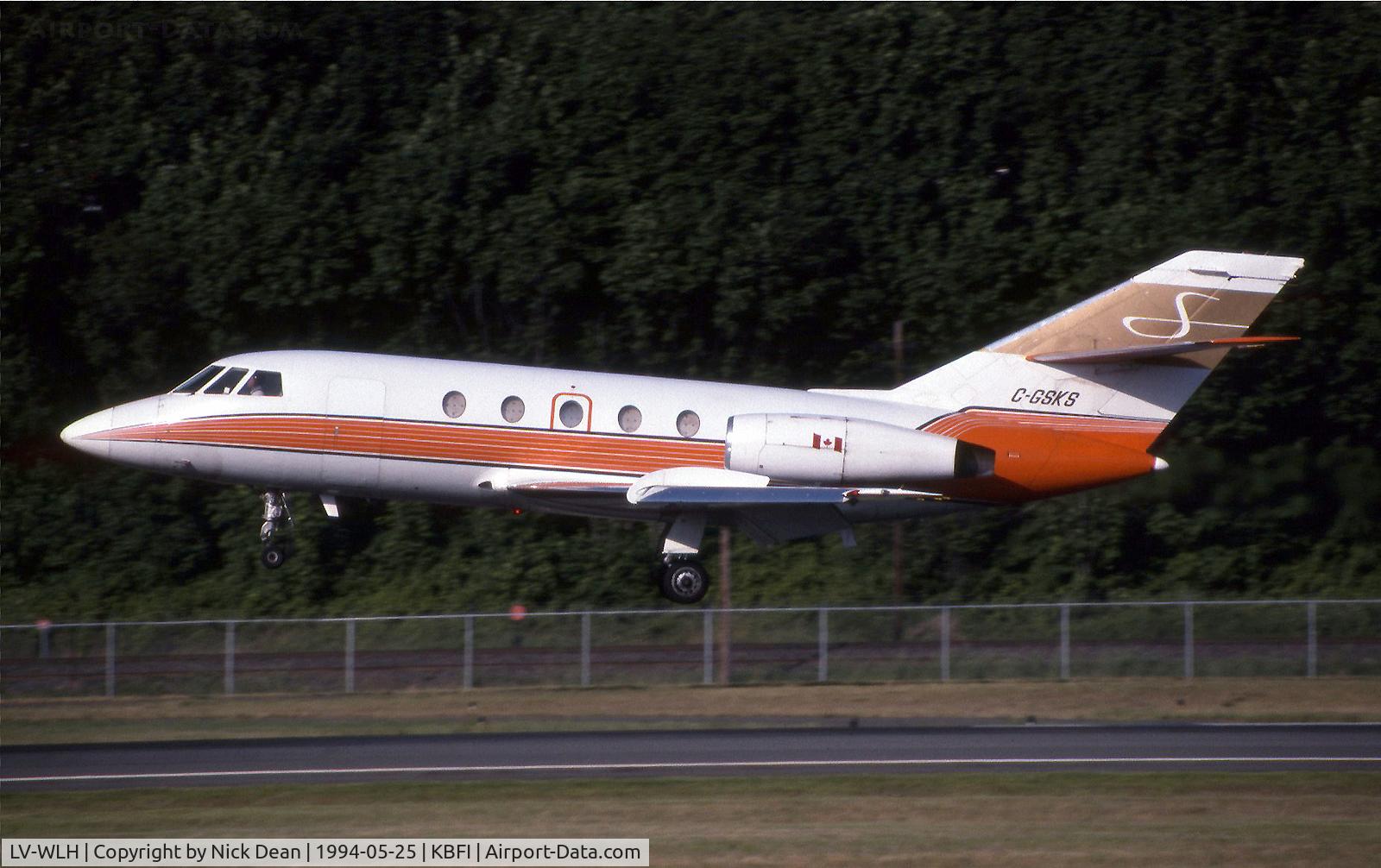 LV-WLH, Dassault Falcon (Mystere) 20C C/N 34, KBFI (Seen here as C-GSKS became LV-WLH as posted and subsequently W/O 7th Feb 1997 CFIT Chicoanoa Mtns. Argentina)