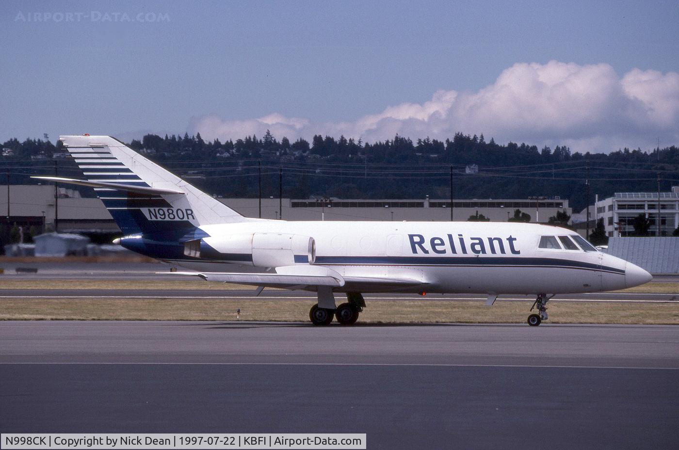 N998CK, 1967 Dassault Falcon 20 C/N 98, KBFI (Seen here as N980R and currently registered N998CK as posted)