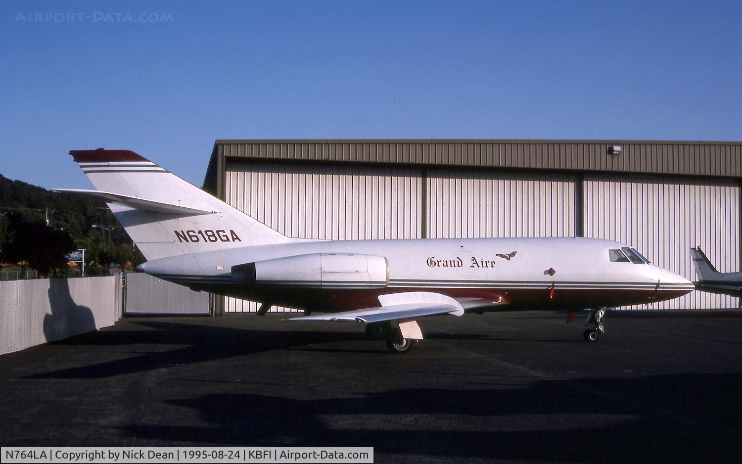 N764LA, 1970 Dassault Fan Jet Falcon (20D) C/N 211, KBFI (Seen here as N618GA of Grand Aire this airframe is currently registered N764LA as posted)