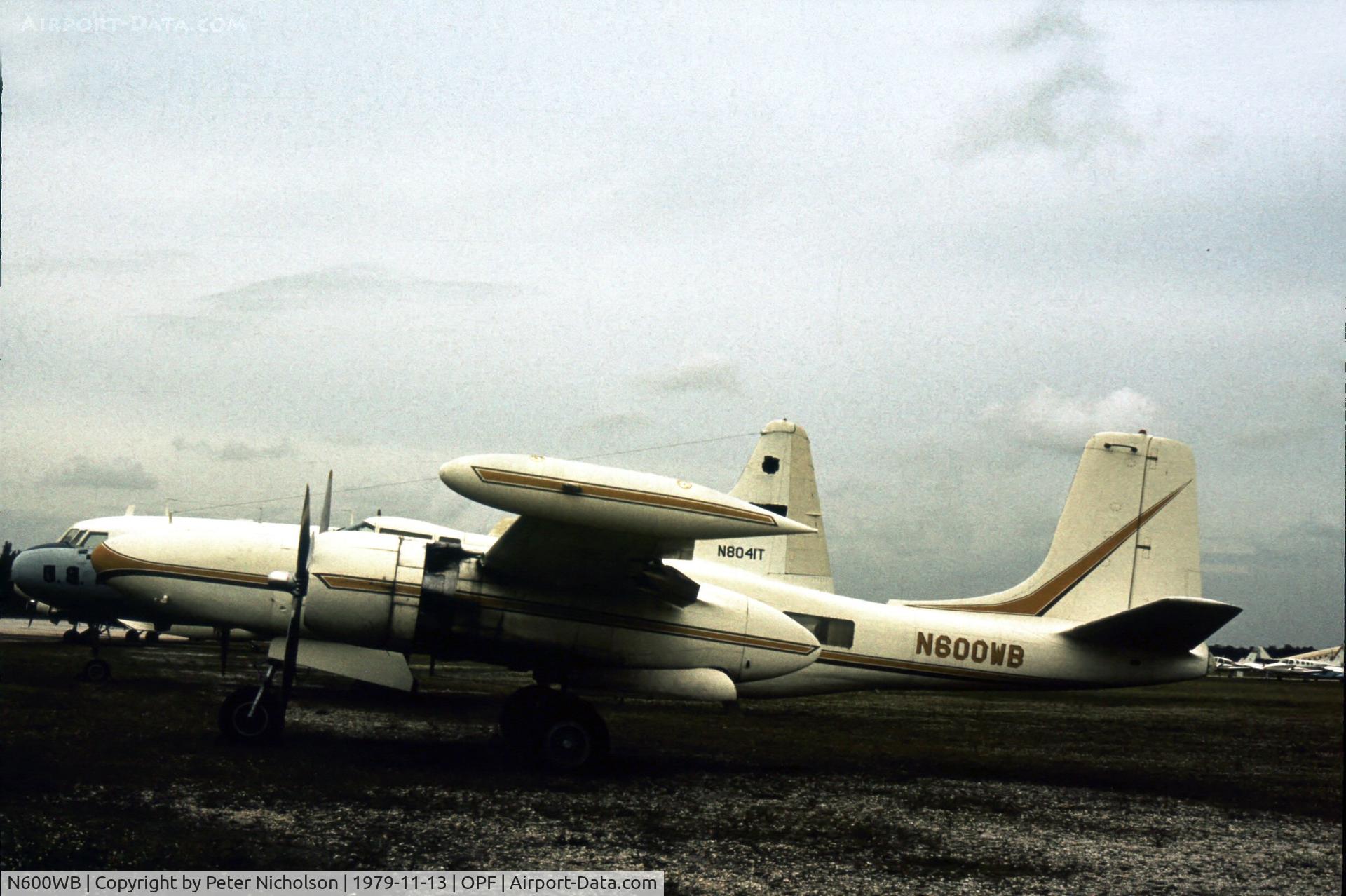 N600WB, 1944 Douglas FA-26C Invader C/N 28896, This Invader was parked at Opa-Locka in November 1979.