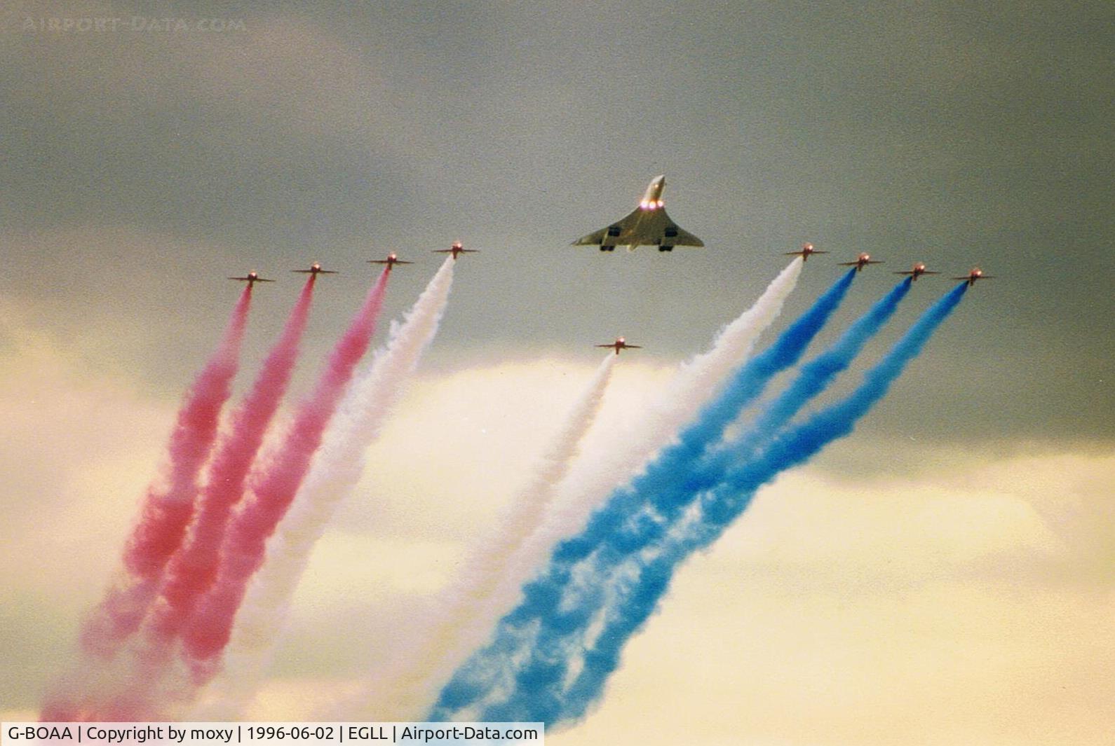 G-BOAA, 1974 Aerospatiale-BAC Concorde 1-102 C/N 100-006, CONCORDE/RED ARROWS LHR 50th Anniversary