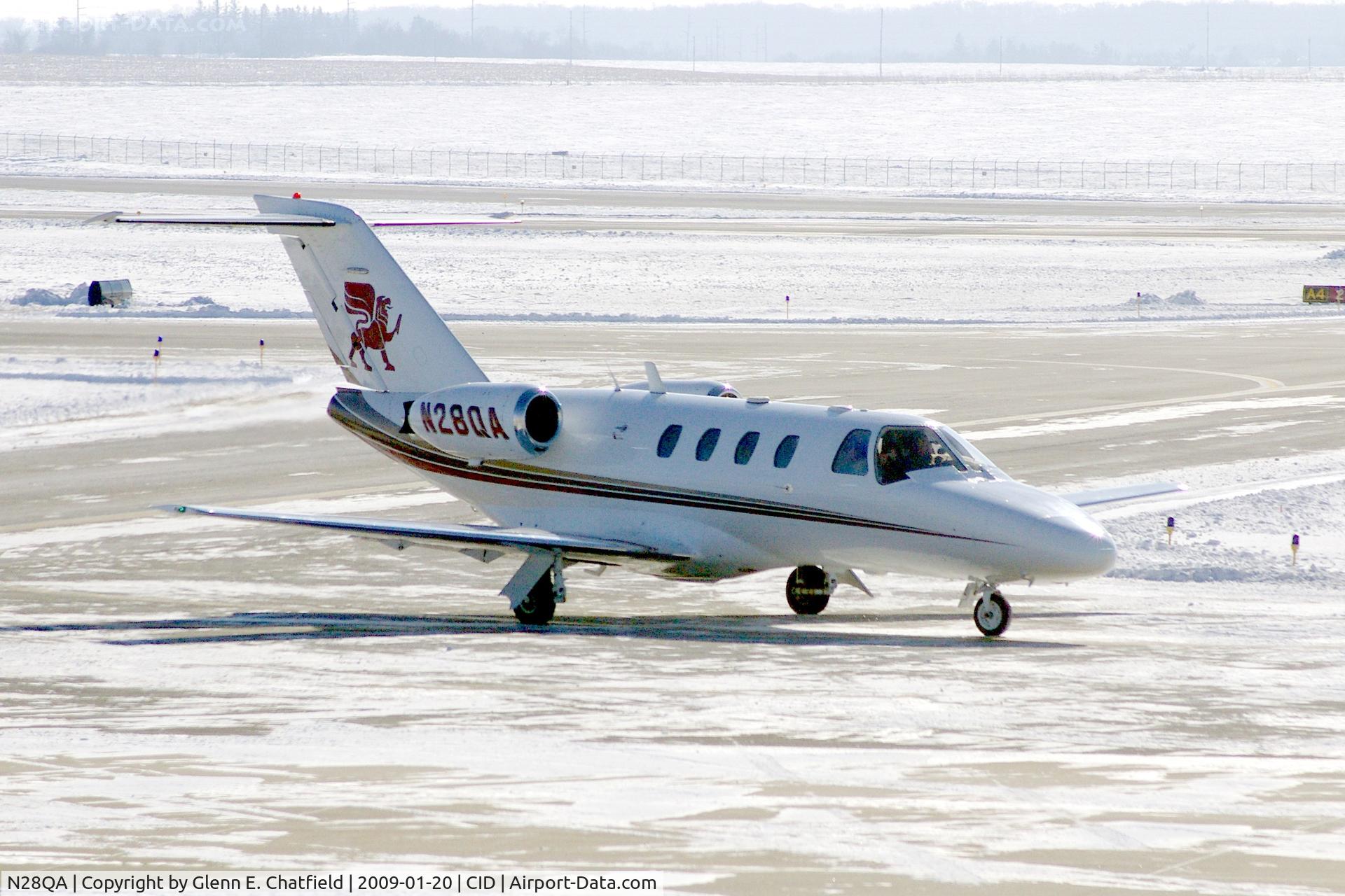 N28QA, 1997 Cessna 525 C/N 5250215, Taxiing off Alpha 4 on the way to Landmark Aviation