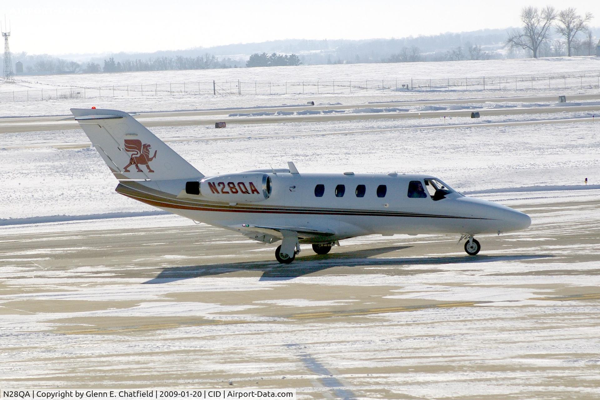 N28QA, 1997 Cessna 525 C/N 5250215, Taxiing by my window on the way to Landmark Aviation