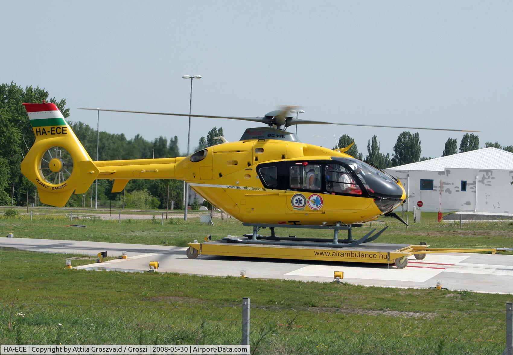 HA-ECE, 2004 Eurocopter EC-135T-2 C/N 0359, Balatonfured OMSZ-Air Ambulance base, jump-off. HA-ECE ex D-HECD, OE-XEV. Meet with an air accident fatal, 2008-07-31 Kiskunlachaza, Hungary