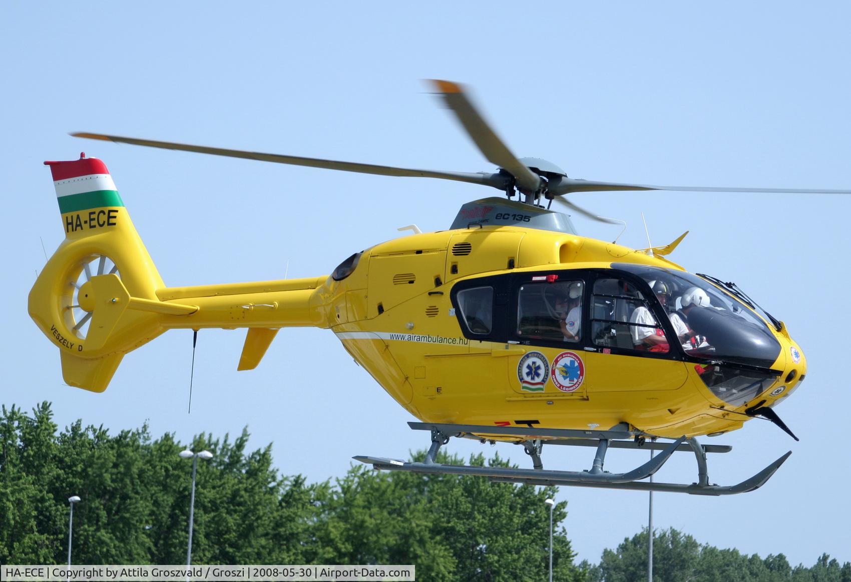 HA-ECE, 2004 Eurocopter EC-135T-2 C/N 0359, Balatonfured OMSZ-Air Ambulance base, jump-off. HA-ECE ex D-HECD, OE-XEV. Meet with an air accident fatal, 2008-07-31 Kiskunlachaza, Hungary