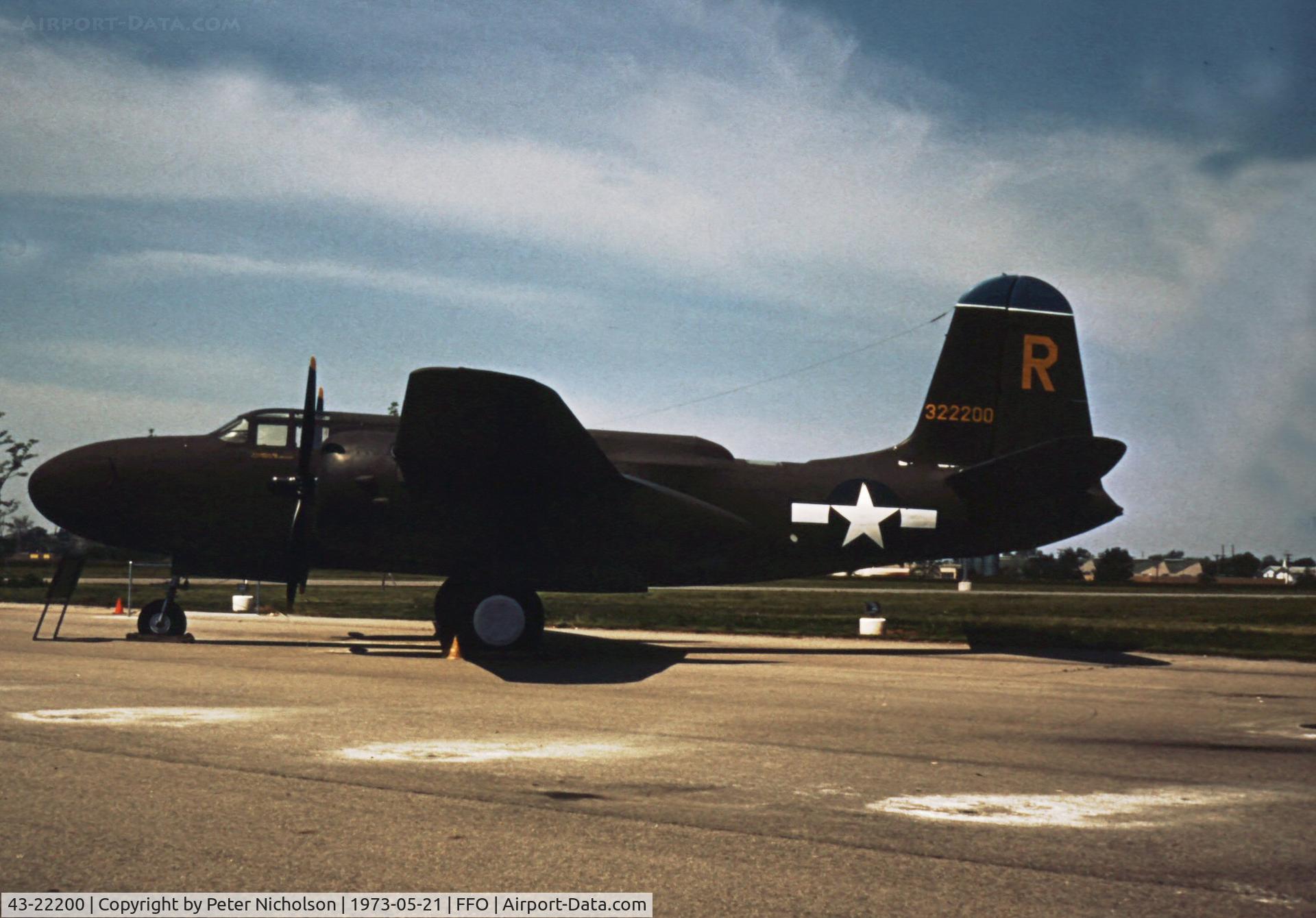 43-22200, 1943 Douglas A-20G Havoc C/N 21847, Another variation of earlier colour scheme on the Havoc at the USAF Museum.