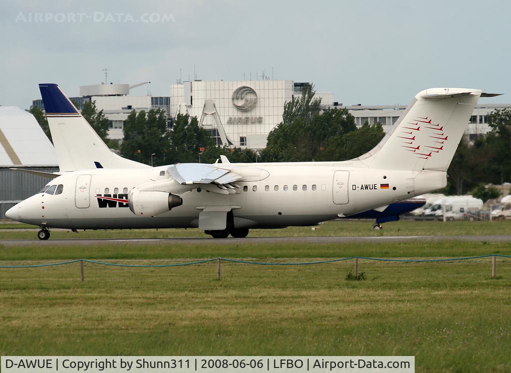 D-AWUE, 1986 British Aerospace BAe.146-200 C/N E2050, Ready for take off rwy 32R
