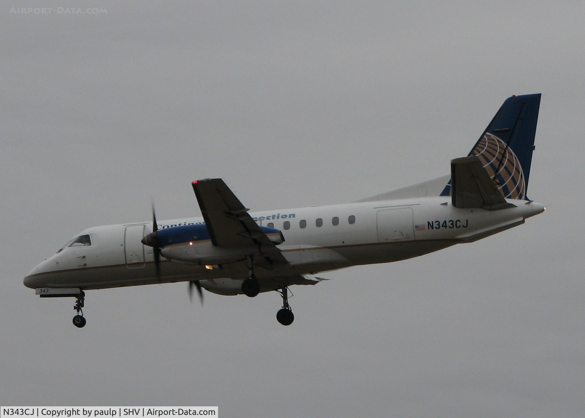 N343CJ, Saab 340B C/N 340B-343, Landing at the Shreveport Regional airport.