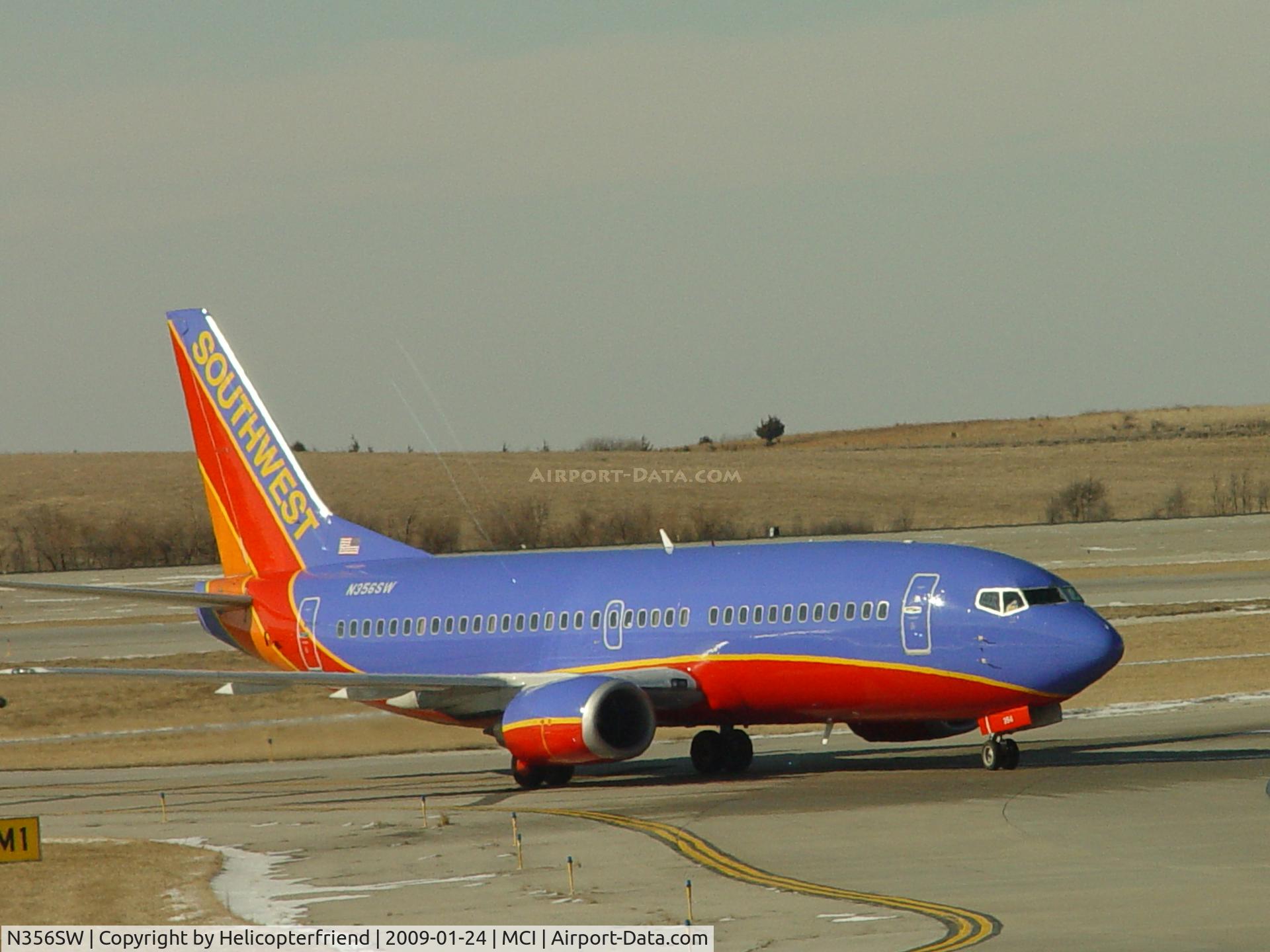 N356SW, 1991 Boeing 737-3H4 C/N 25251, Pulling up to Terminal B Gate 33
