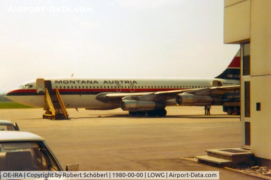 OE-IRA, 1961 Boeing 707-138B C/N 18068, Flight to GRZ/LOWG. Photo was made by my father. (about 1979/80)