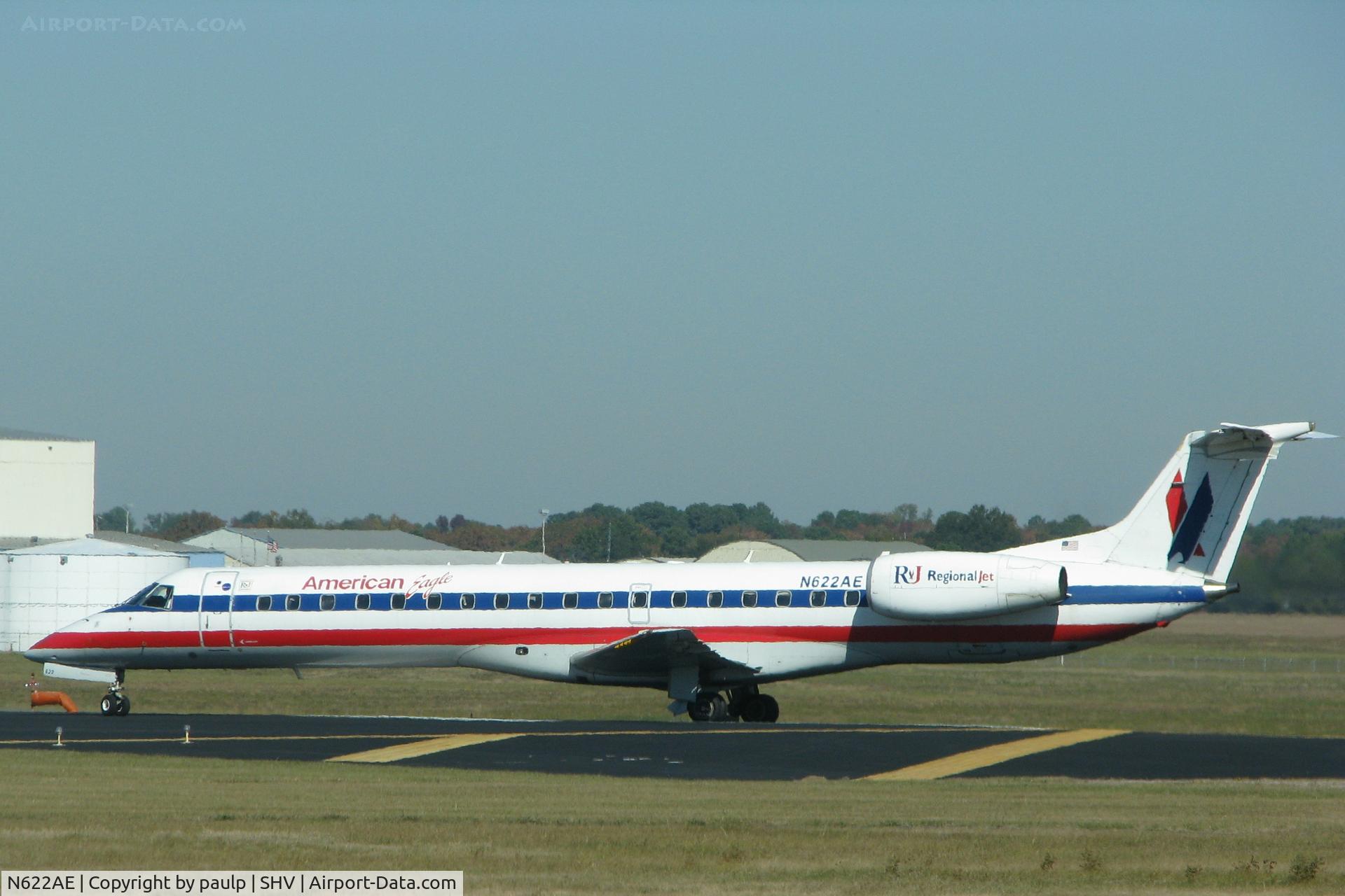 N622AE, 1999 Embraer ERJ-145LR (EMB-145LR) C/N 145108, Taking off from Shreveport Regional.