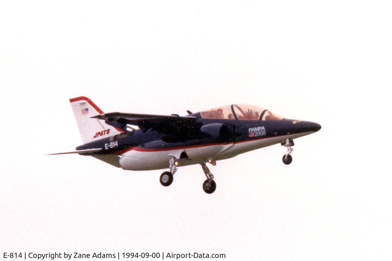 E-814, FMA IA-63 Pampa II C/N 2019, Vought Aircraft entry into the U.S. Joint Primary Aircraft Training System competition. Landing at the former Dallas Naval Air Station / Vought Dallas plant.