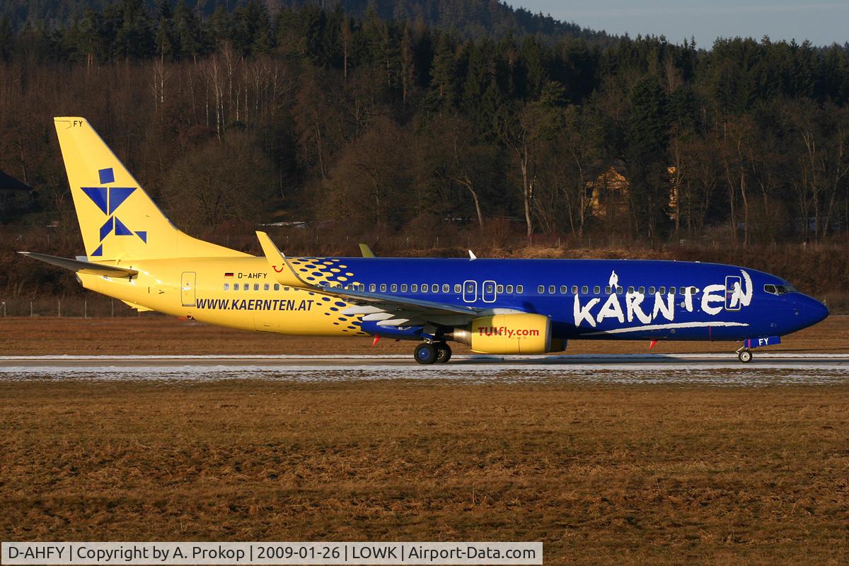 D-AHFY, 2001 Boeing 737-8K5 C/N 30417, First landing in KLU in the new special livery
