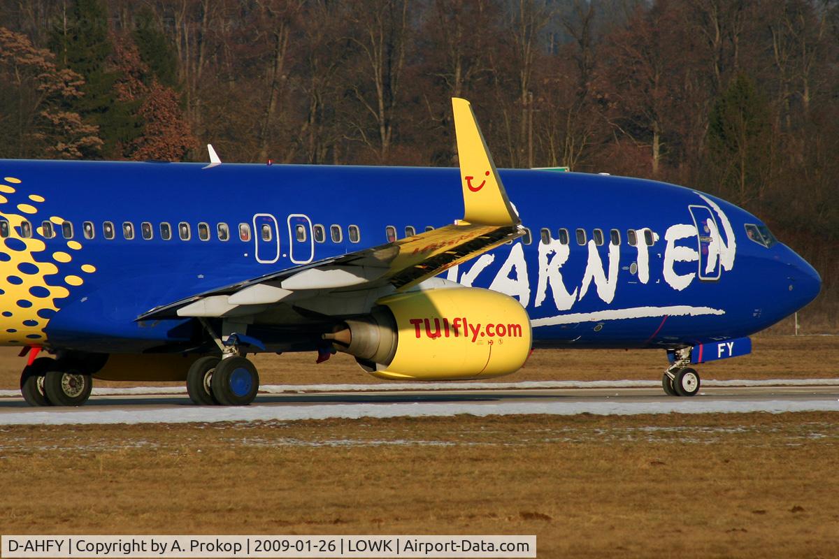 D-AHFY, 2001 Boeing 737-8K5 C/N 30417, First landing in KLU in the new special livery
