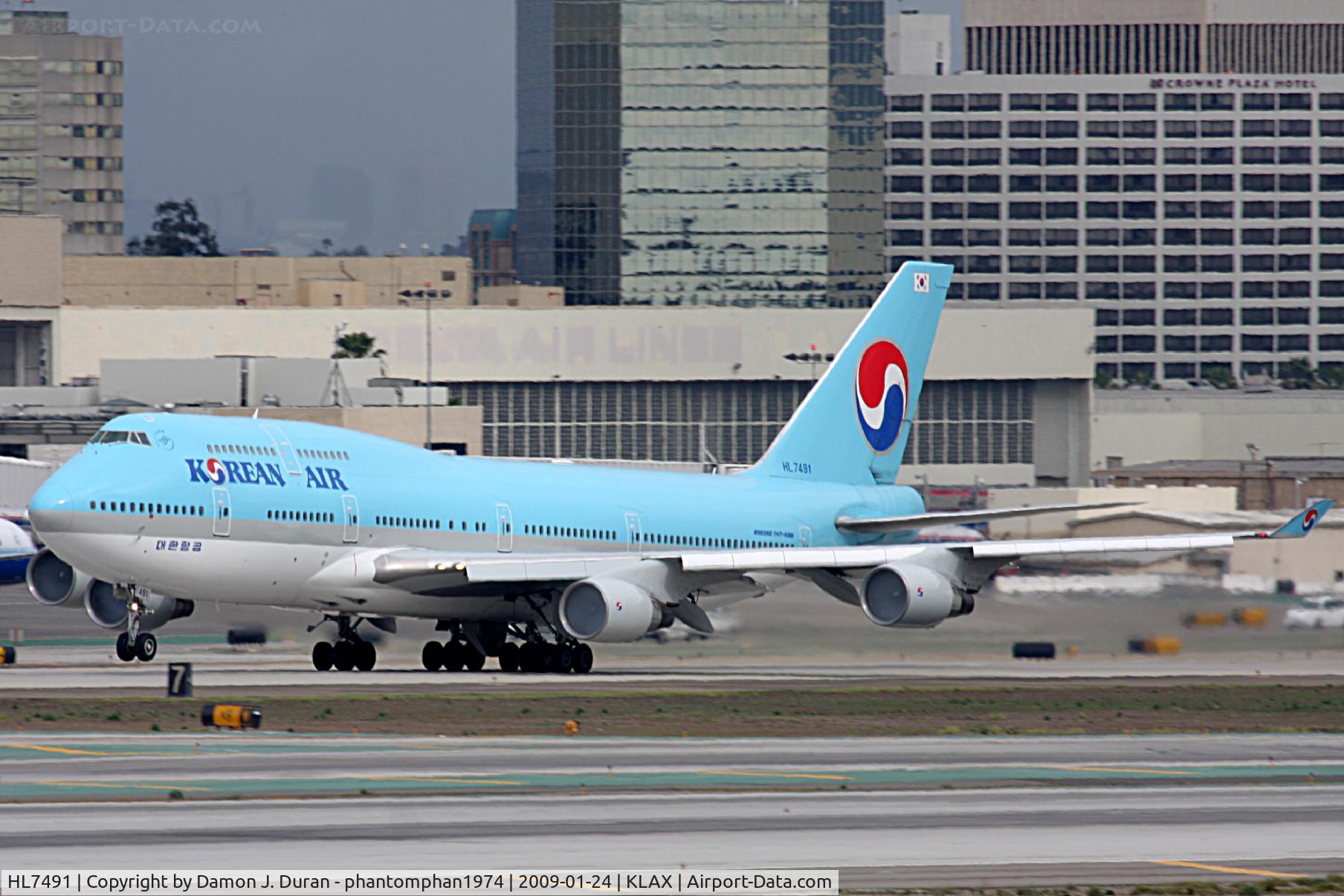 HL7491, Boeing 747-4B5 C/N 27341, Departure LAX