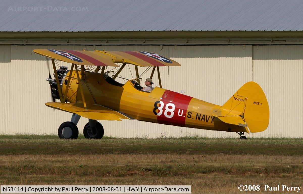 N53414, 1942 Boeing A75N1(PT17) C/N 75-773, Nothing like the sound of a radial to draw you back to the fence